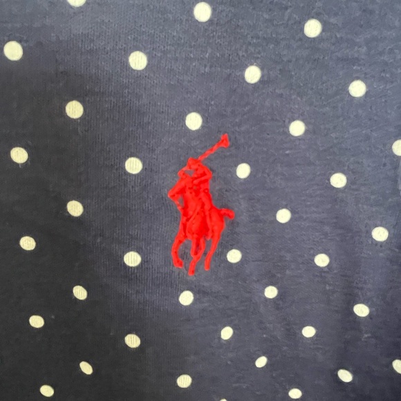 Polo Ralph Lauren Navy Blue Polka Dot Three Button Polo Shirt - XXL EUC - Picture 2 of 4